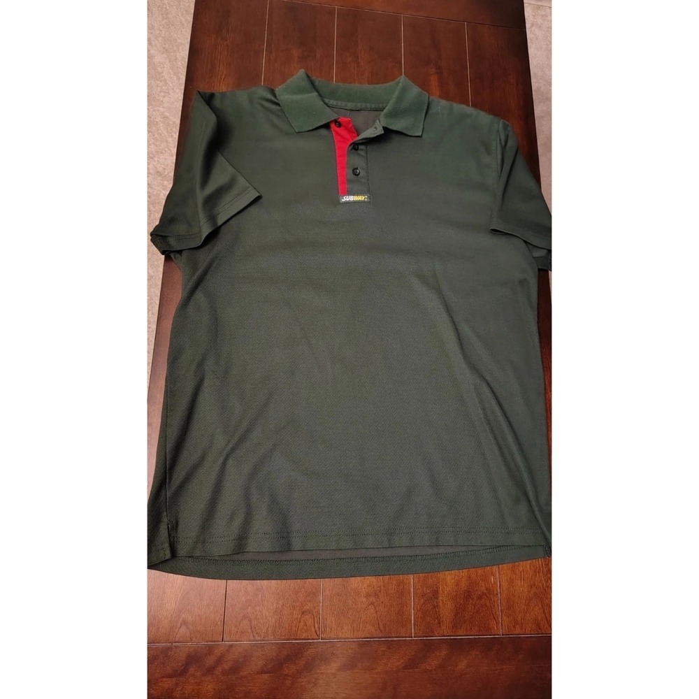 Subway Employee Uniform Polo Shirt Mens Green Short Sleeve Work Top Large